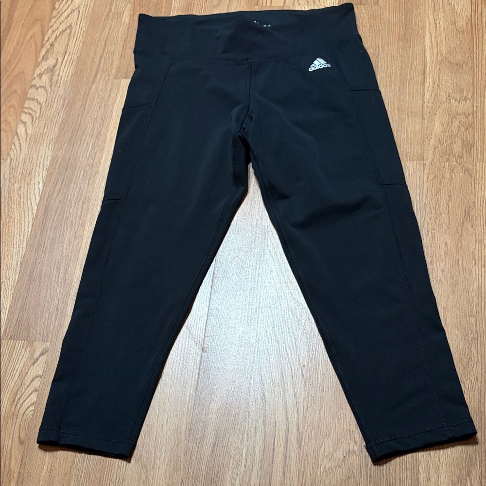 adidas Black ' Capri Workout Leggings with Side Pockets